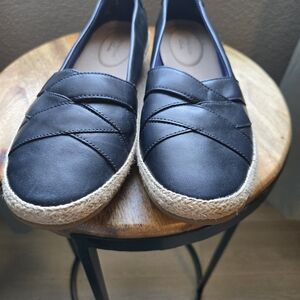 Clarks Espadrille Flats - Navy Slip-ons